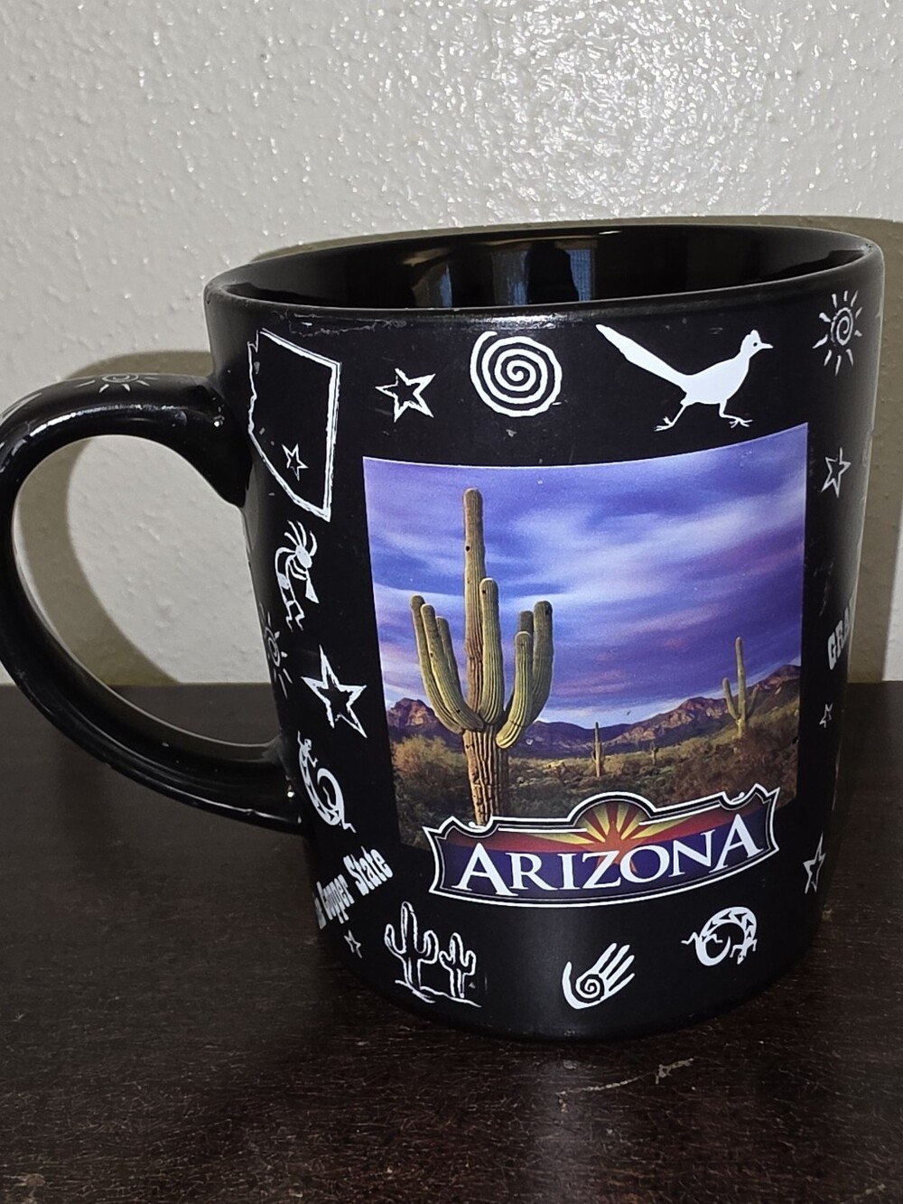 Arizona Ceramic Souvenir Black Desert Scene Coffee Mug